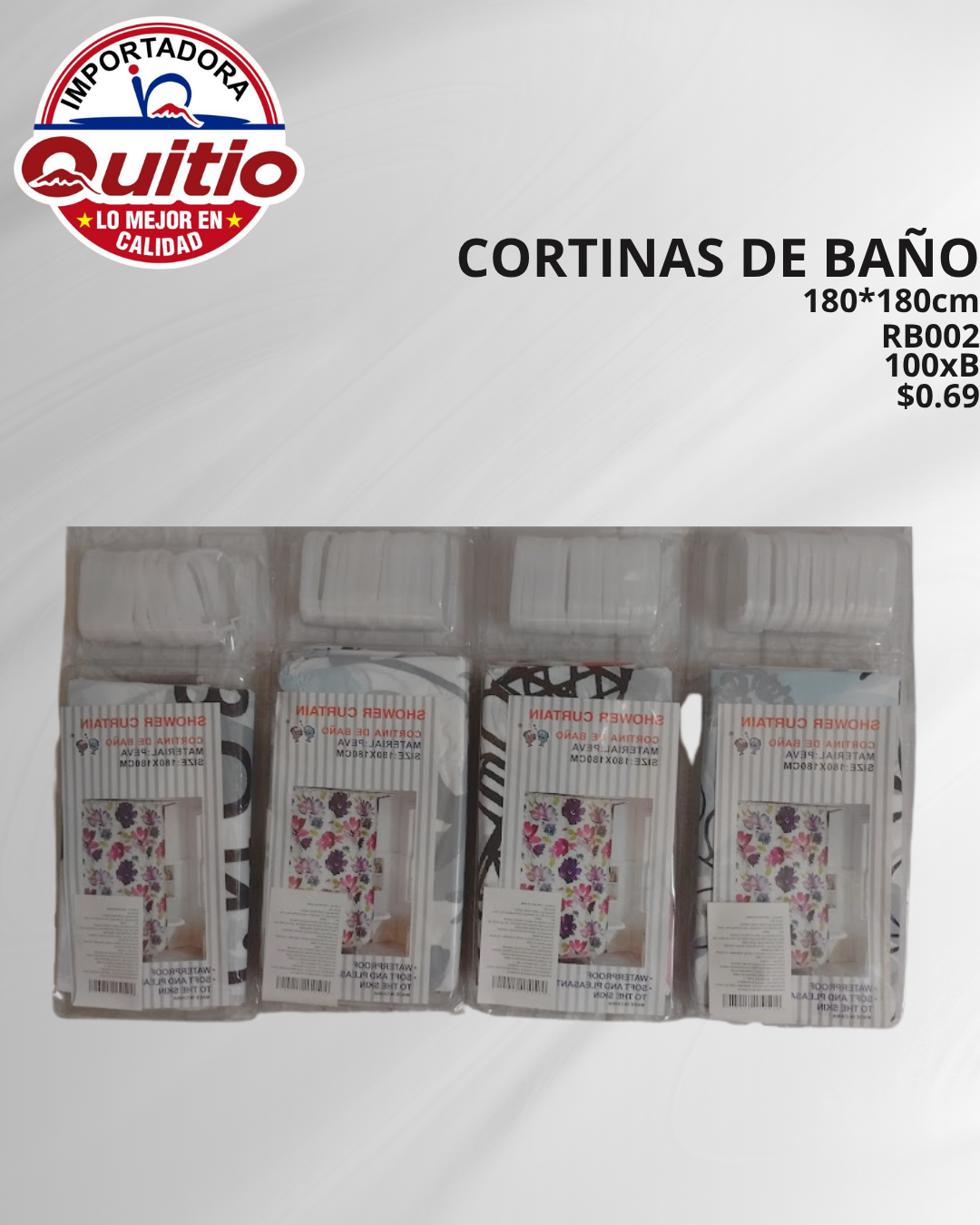 KIT 6 UNDS CORTINA BANO RB002