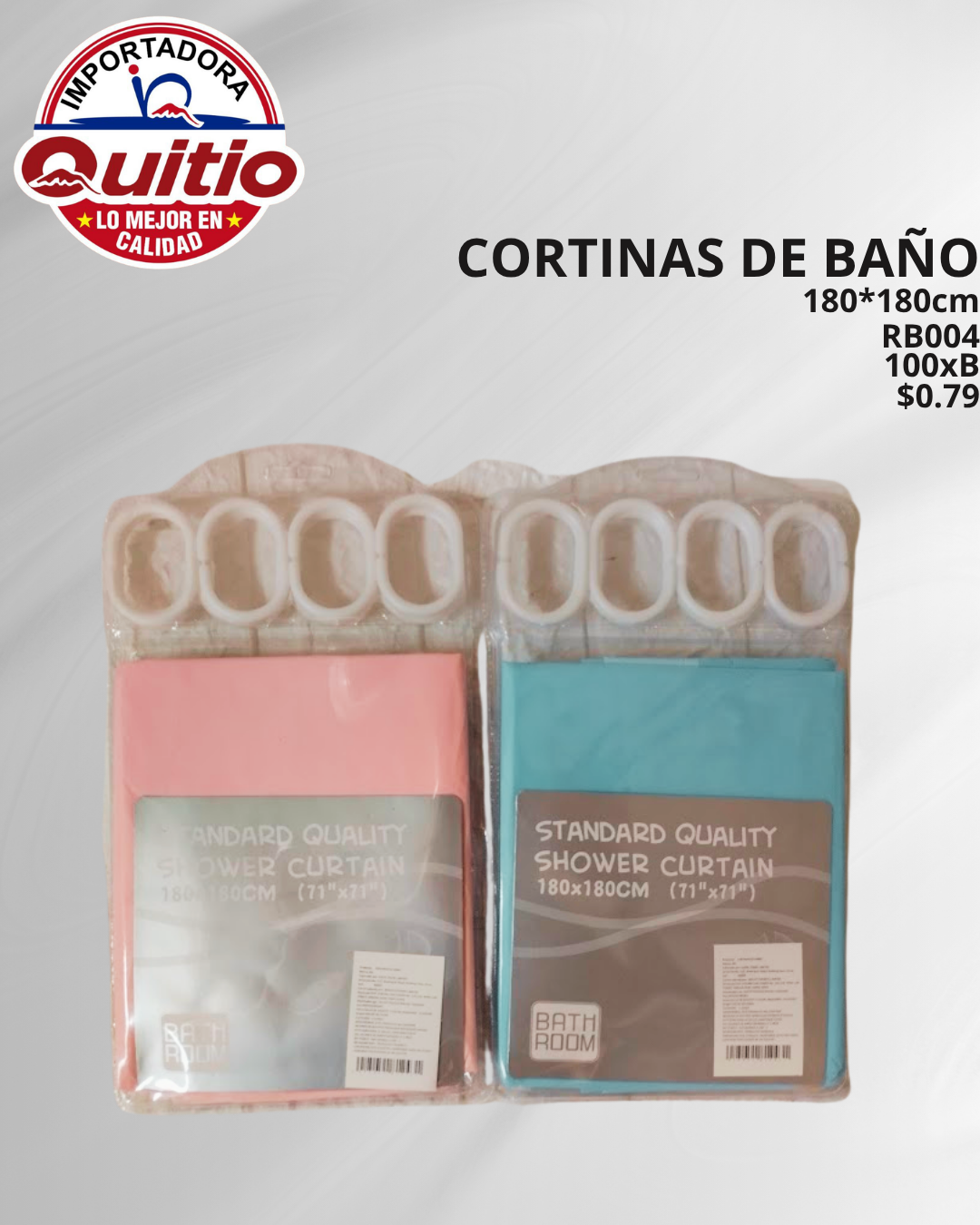 KIT 6 UNDS CORTINA DE BANO RB004