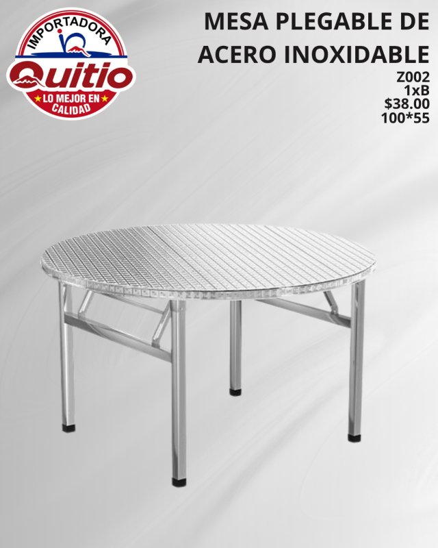 MESA PLEGABLE DE ACERO INOXIDABLE Z002 100CM BX1 Q.93662 2X90