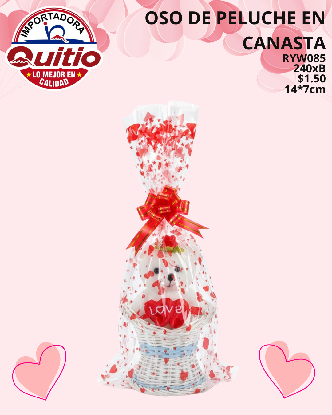 ADORNO OSO EN CANASTA REGALO RYW085 BX240 3X5