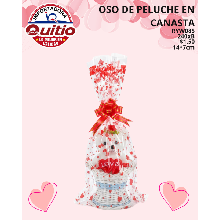 ADORNO OSO EN CANASTA REGALO RYW085 BX240 3X5