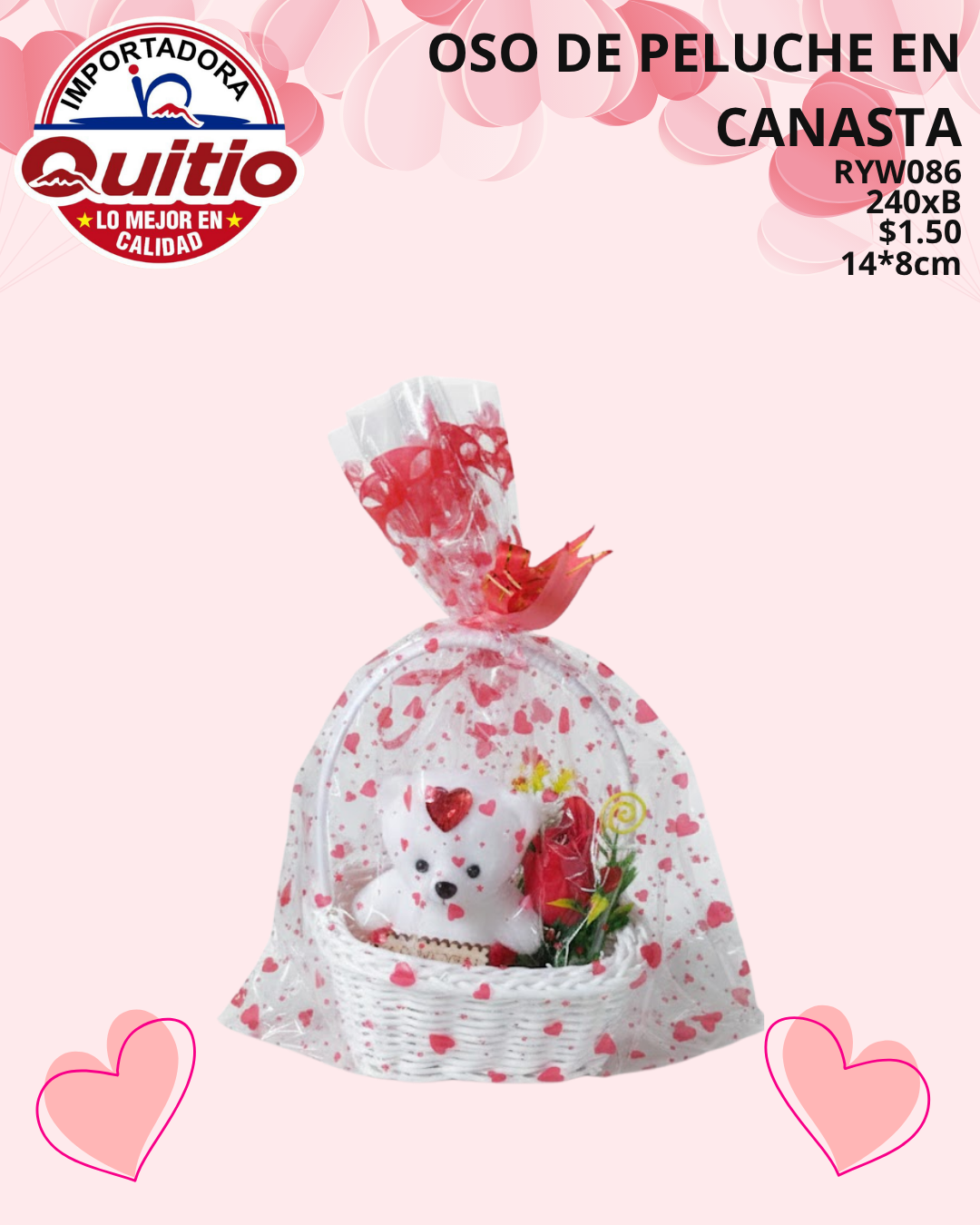 ADORNO OSO EN CANASTA REGALO RYW086 BX240 Q.9380 3X5