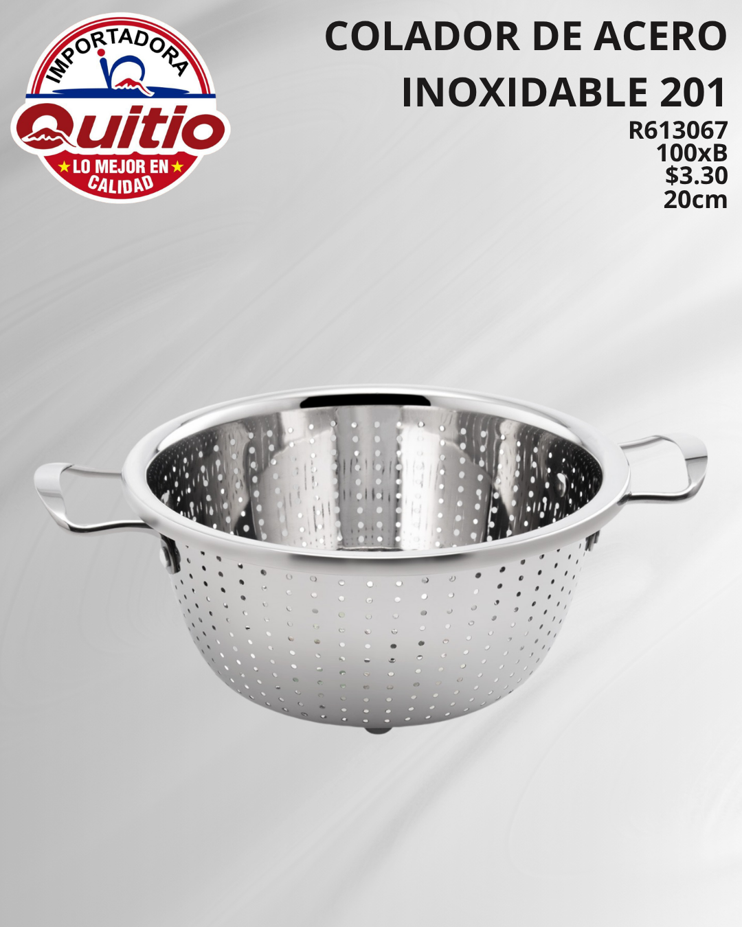 COLADOR DE ACERO INOXIDABLE 20CM R613067 BX100 Q.9012 2X8