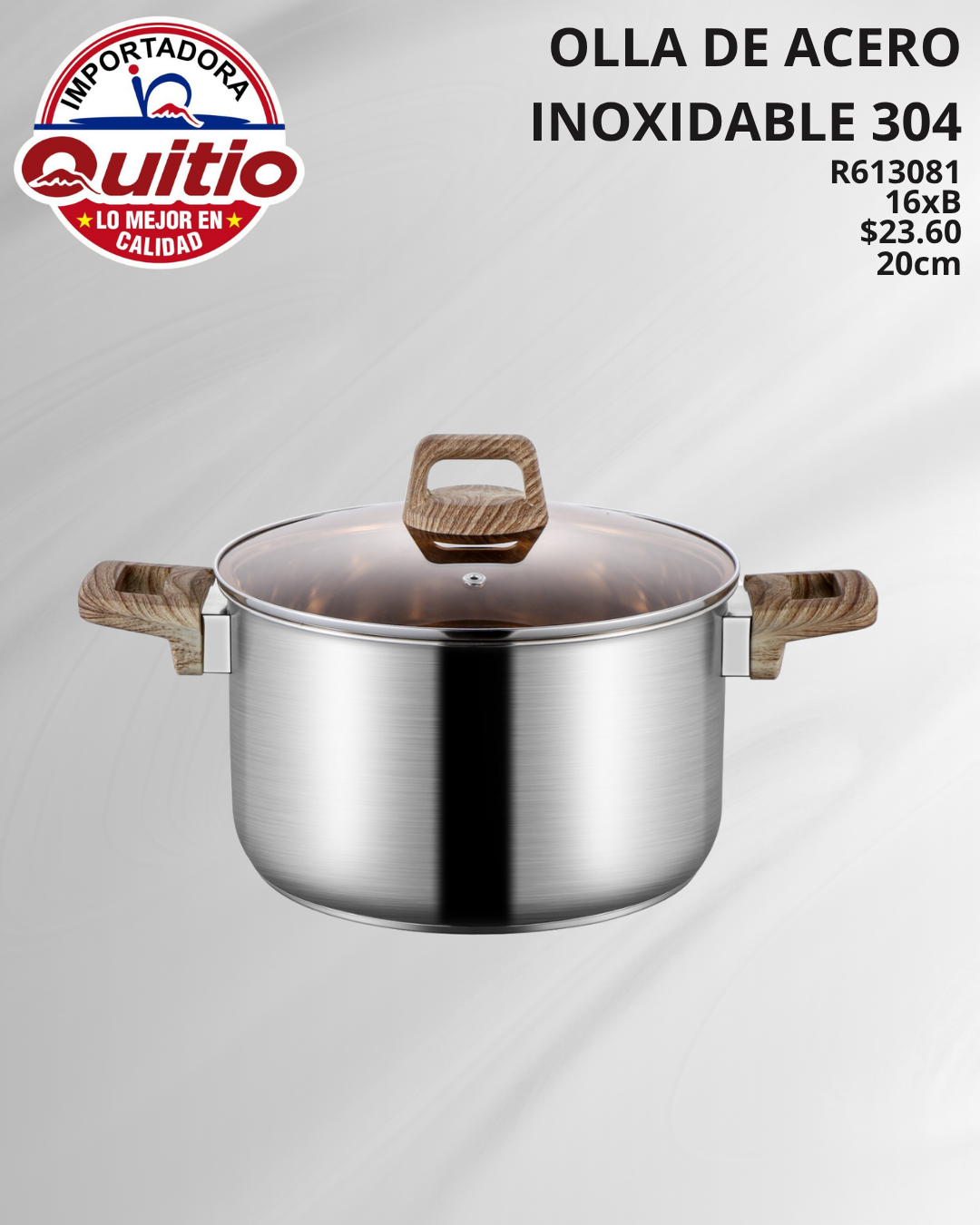 OLLA DE ACERO INOXIDABLE R613081 20CM BX16 Q.94131 2X56