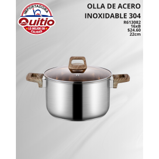 OLLA DE ACERO INOXIDABLE R613082 22CM BX16 Q.92441 2X60