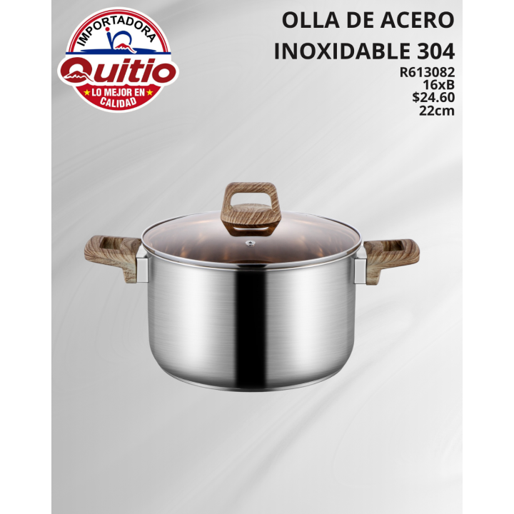 OLLA DE ACERO INOXIDABLE R613082 22CM BX16 Q.92441 2X60