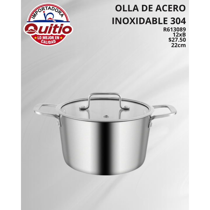 OLLA DE ACERO INOXIDABLE 22CM R613089 BX12 Q.92461 2X68