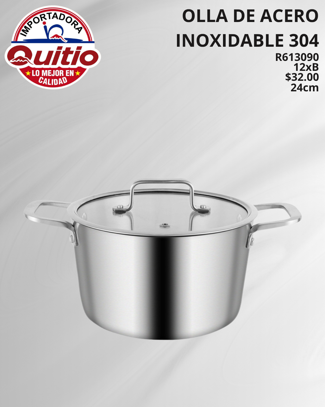 OLLA DE ACERO INOXIDABLE R613090 24CM BX12 Q.94881 2X75