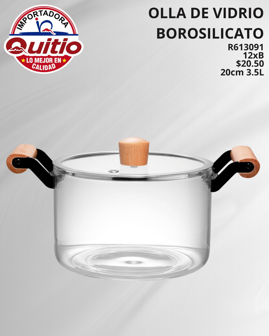 OLLA DE VIDRIO R613091 2OCM 3.5LT BX12 Q.93021 2X47