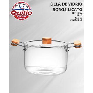 OLLA DE VIDRIO R613092 20CM 3.5LT BX120 Q.93221 2X51
