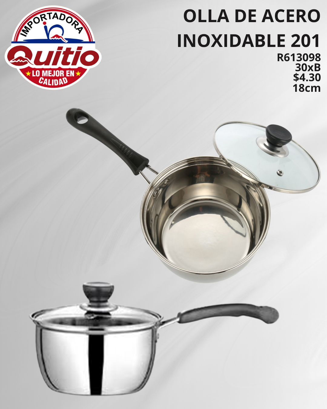 OLLA DE ACERO INOXIDABLE 18CM R613098 BX30 Q.9682 2X11,50