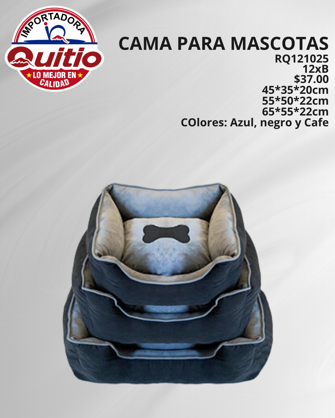 JGO 3 UNDS CAMA PARA MASCOTAS RQ121025 BX12 Q.92912 2X95